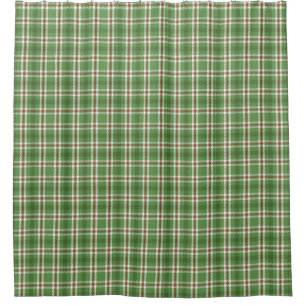 Christmas Green Rustic Farmhouse Plaid Holiday Shower Curtain