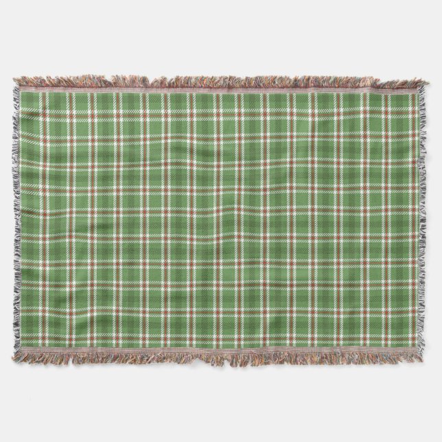 Christmas Green Rustic Holiday Farmhouse Plaid Throw Blanket (Front)