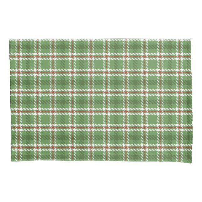 Christmas Green Rustic Holiday Plaid Farmhouse  Pillowcase (Front)