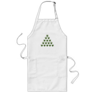 Christmas Green Snow Stars Tree Long Apron
