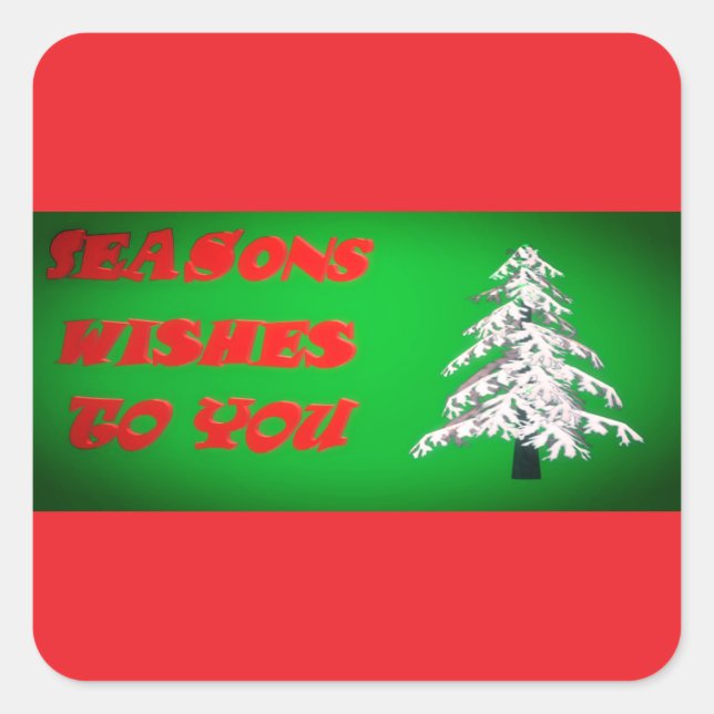  CHRISTMAS GREEN  SQUARE STICKER (Front)