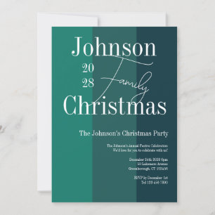 Christmas Green Striped Christmas Party Invitation