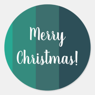 Christmas Green Striped Classic Round Sticker