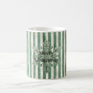 Christmas Green Stripes Snowflake Coffee Mug