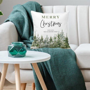 Christmas Green Tree Merry Christmas Cushion