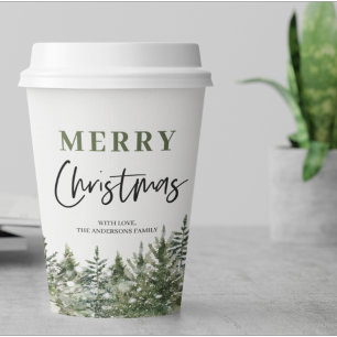 Christmas Green Tree   Merry Christmas Paper Cups