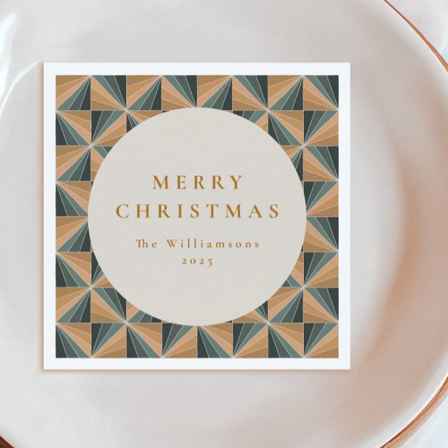 Christmas Green Vintage Art Deco Custom Holiday Napkin (Creator Uploaded)
