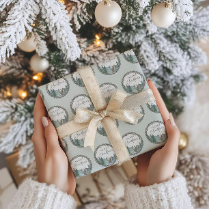 Christmas Green Watercolor Pine Forest Holiday Wrapping Paper