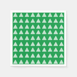 Christmas Green white snow Stars Trees paper Napkin