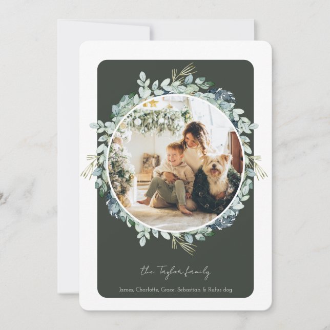Christmas Green Winter Foliage Photo Template (Front)