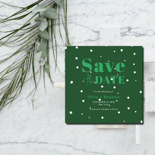 Christmas Green Winter Wedding Save The Date Invitation