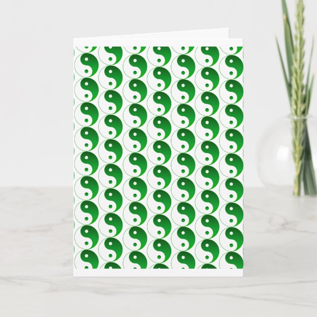 Christmas Green Yin & Yang Pattern Holiday Card (Front)