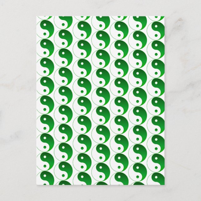 Christmas Green Yin & Yang Pattern Holiday Postcard (Front)