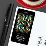 CHRISTMAS Greenery Berries Address Label<br><div class="desc">Large return address labels feature the word CHRISTMAS among greenery and berries on a black background and your info in chic lettering. MATCHING items in our store.</div>