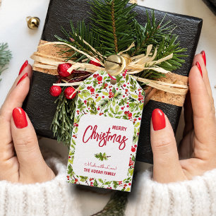 Christmas Greenery Berries Holiday Favour Gift Tags