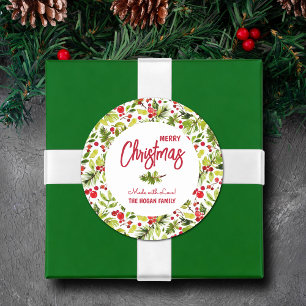 Christmas Greenery Berries Homemade Food Holiday Classic Round Sticker