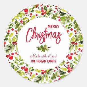 Christmas Greenery Berries Homemade Food Holiday Classic Round Sticker