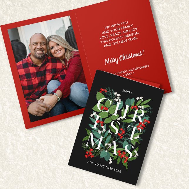 CHRISTMAS Greenery Berries Photo Card (Creator Uploaded)