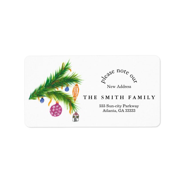 Christmas Greenery & Berry New Address  Label (Front)