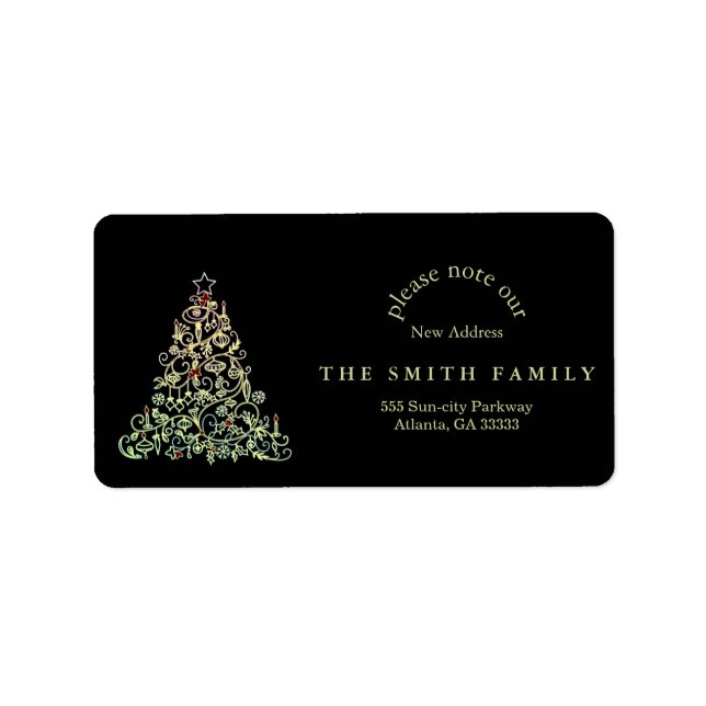 Christmas Greenery & Berry New Address  Label (Front)