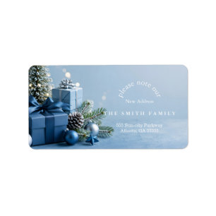 Christmas Greenery & Berry New Address Label