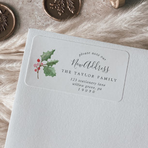 Christmas Greenery & Berry New Address Label