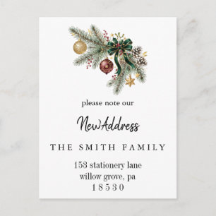 Christmas Greenery Change of Address Insert Card