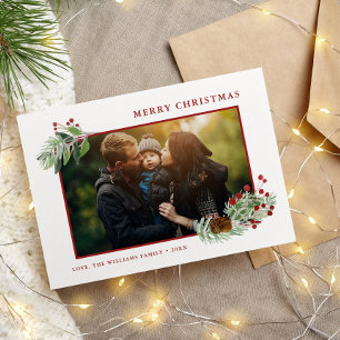 Christmas Greenery Custom Photo Holiday Card