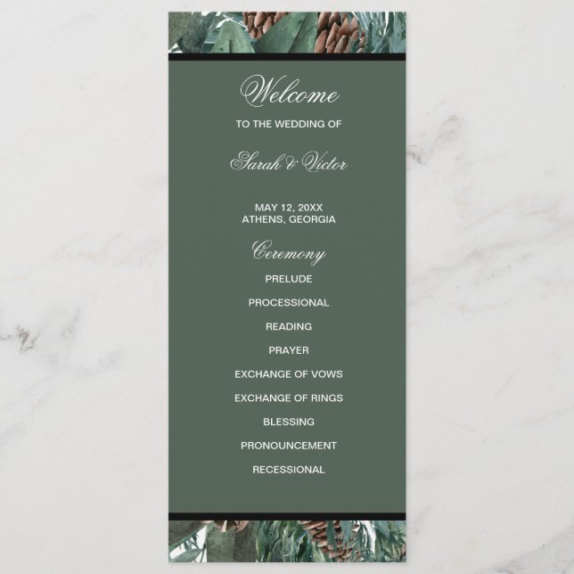 Christmas Greenery double side program card  (Front)