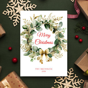 Christmas Greenery Eucalyptus Elegant Holiday Card