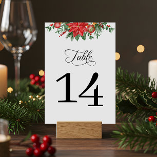 Christmas Greenery floral Elegant Wedding Table Number
