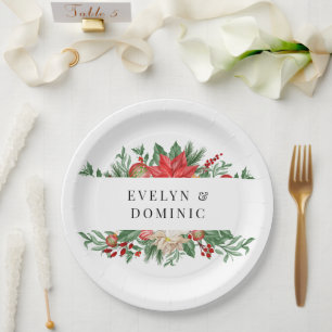 Christmas Greenery Foliage Holiday Wedding Paper Plate