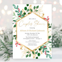 Christmas greenery gold couples bridal shower