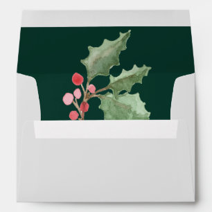 Christmas Greenery   Green Wedding Invitation Envelope