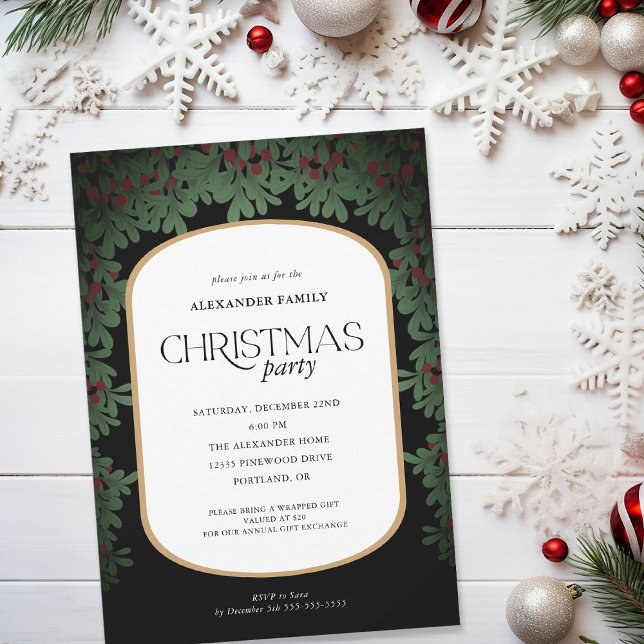 Christmas Greenery Mistletoe Christmas Party Invitation (Creator Uploaded)