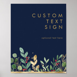 Christmas Greenery   Navy Cards and Gifts Custom Poster