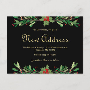 Christmas Greenery New Address Holiday Move Postcard