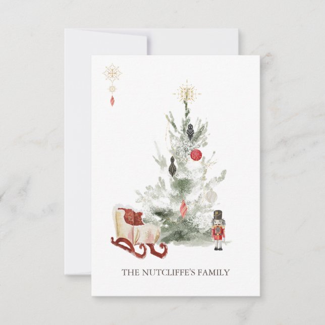 Christmas Greenery Nutcracker Flat Card (Front)