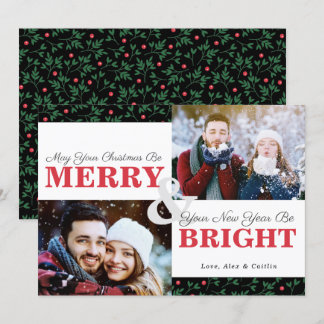 Christmas Greenery Pattern 2-Photo Card