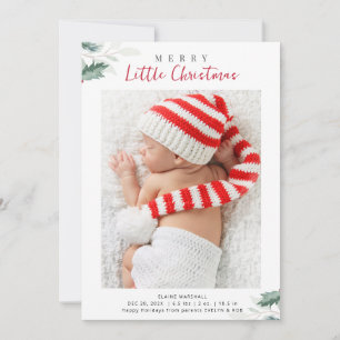 christmas greenery photo birth announcement 