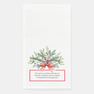 Christmas Greenery Religious Christian Bible Verse Napkin