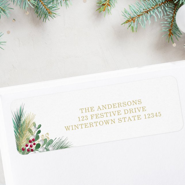 Christmas Greenery Return Address Label (Creator Uploaded)