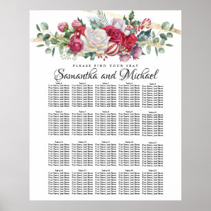 Christmas Greenery Wedding 20-Table Seating Chart