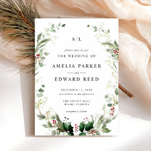 Christmas Greenery Wedding Invitation