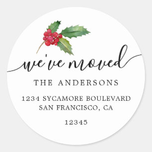 Christmas Greenery We've Moved New Address label