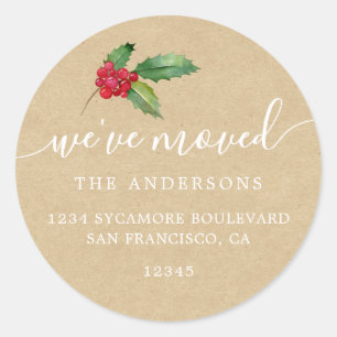 Christmas Greenery We've Moved New Address label