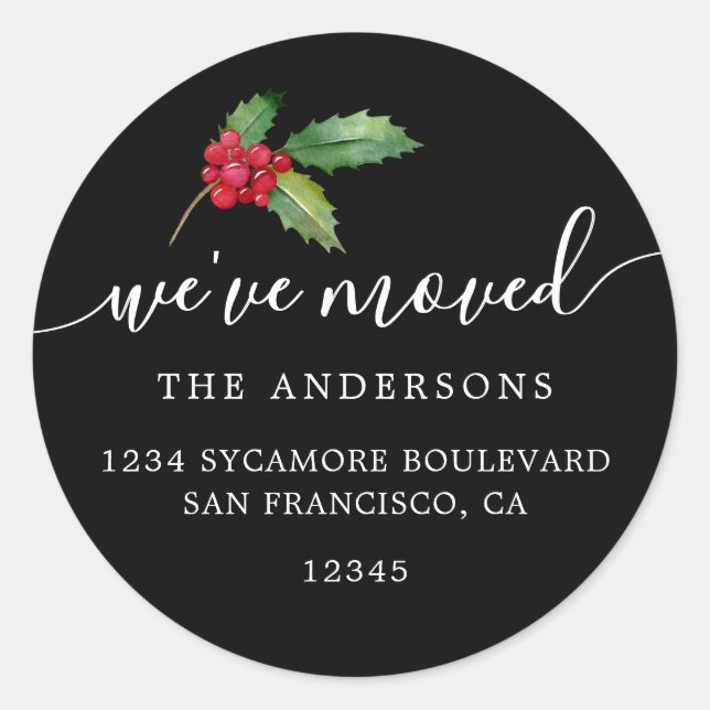 Christmas Greenery We've Moved New Address label (Front)