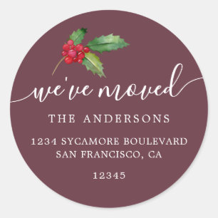 Christmas Greenery We've Moved New Address label