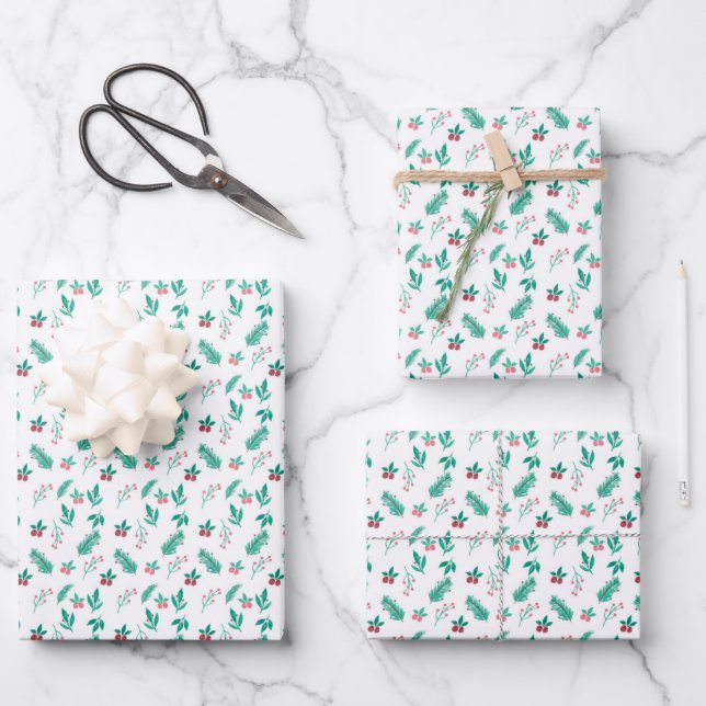 Christmas Greenery Wrapping Paper Sheets (Front)