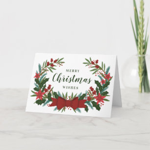 Christmas Greenery Wreath Holiday Card